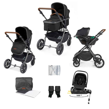 Ickle Bubba Cosmo 9-Piece Travel System with i-Size Nimbus Car Seat & 180° Spin Isofix Base