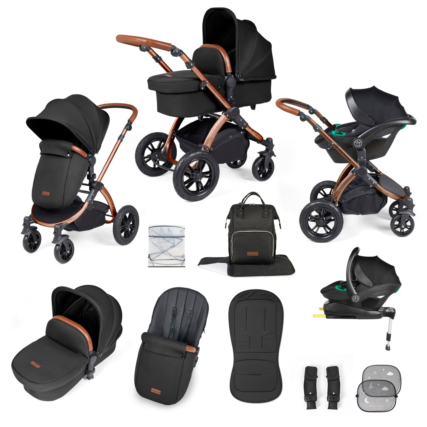 Ickle Bubba - STOMP LUXE AIO, i-SIZE & ISOFIX BASE - BRONZE / MIDNIGHT / TAN