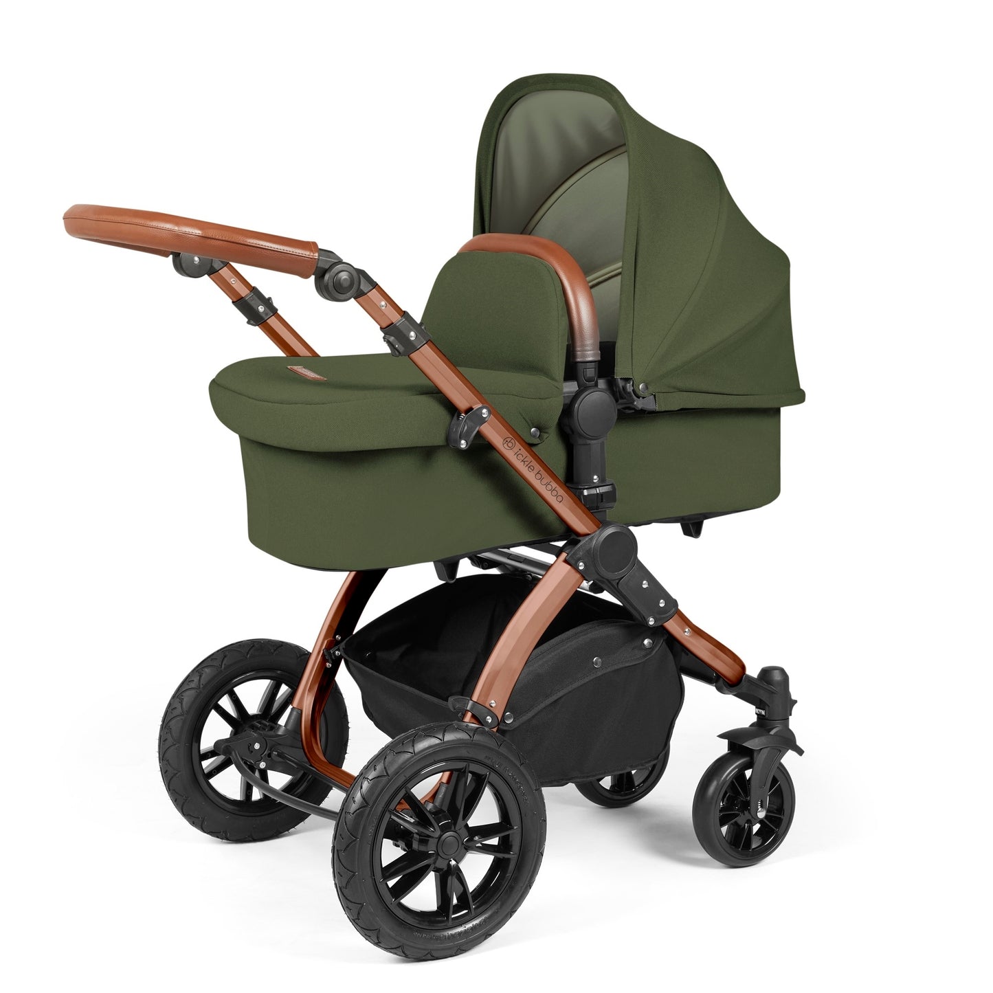 Ickle Bubba - STOMP LUXE AIO, i-SIZE & ISOFIX BASE - BRONZE / WOODLAND / TAN