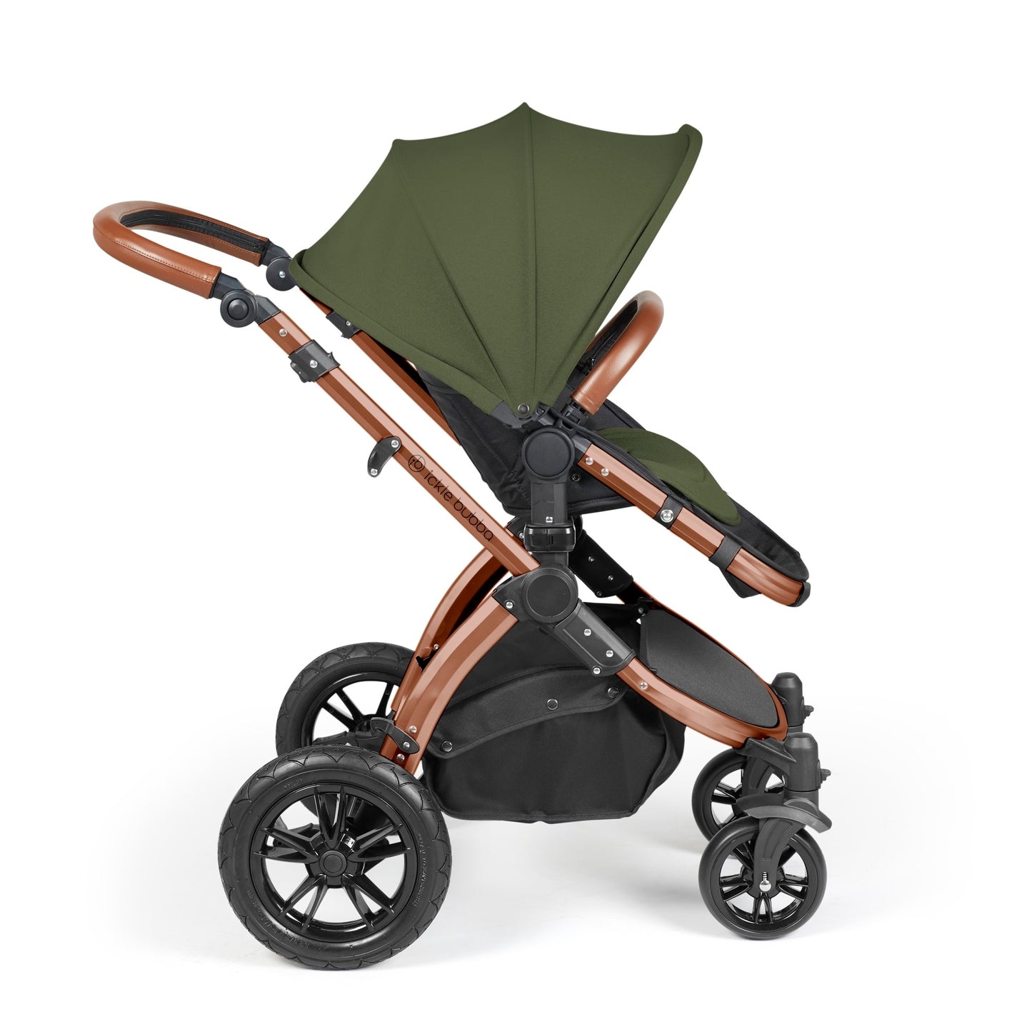 Ickle Bubba - STOMP LUXE AIO, i-SIZE & ISOFIX BASE - BRONZE / WOODLAND / TAN