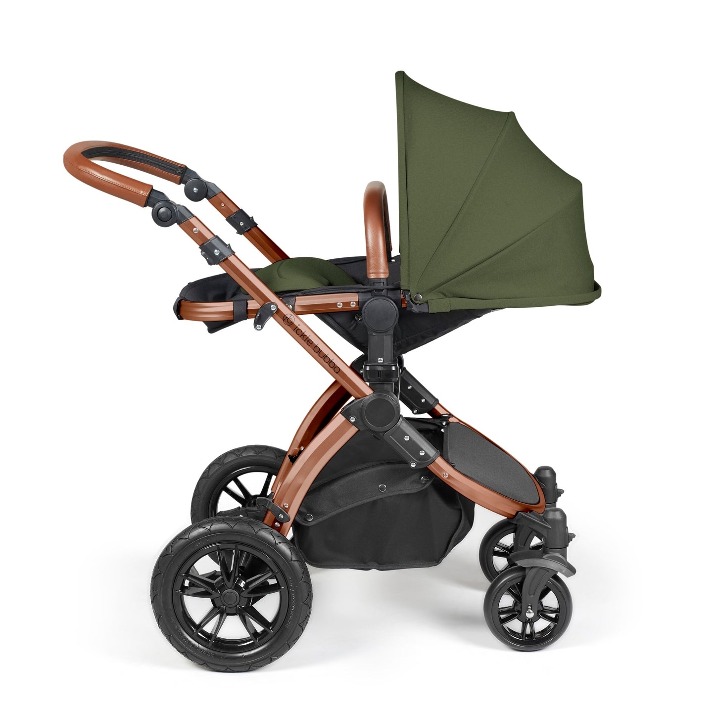 Ickle Bubba - STOMP LUXE AIO, i-SIZE & ISOFIX BASE - BRONZE / WOODLAND / TAN