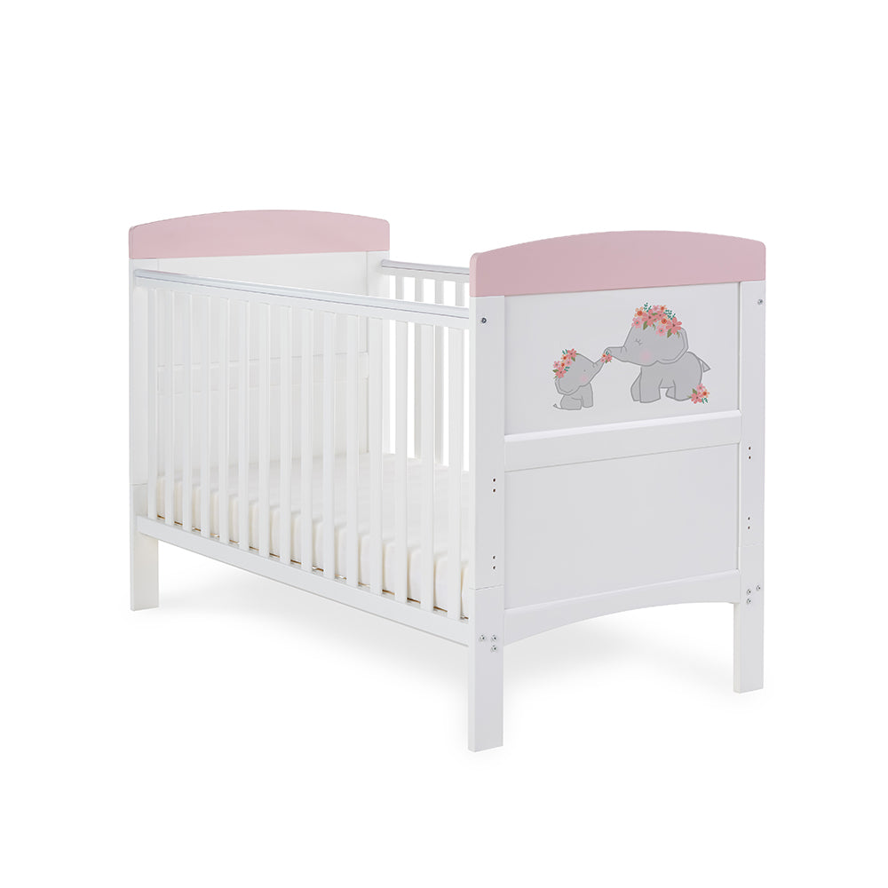 Grace Inspire Cot Bed - Me & Mini Me Elephants Pink