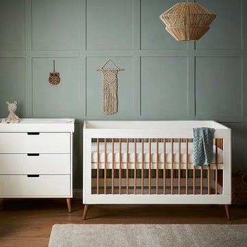 Obaby Maya 2-Piece Nursery Room Set – White with Natural, Modern & Stylish