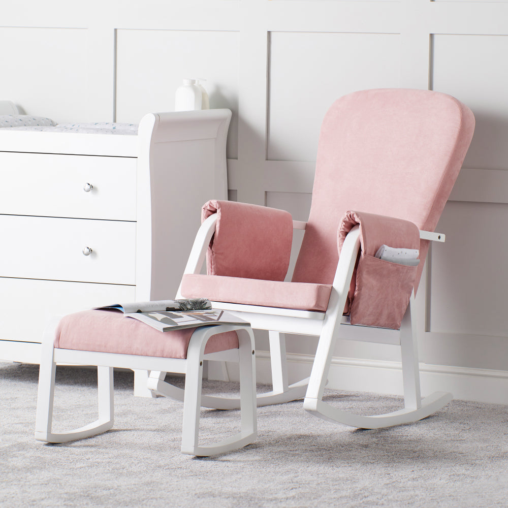 Ickle Bubba - Dursley Rocking Chair and Stool - Blush Pink