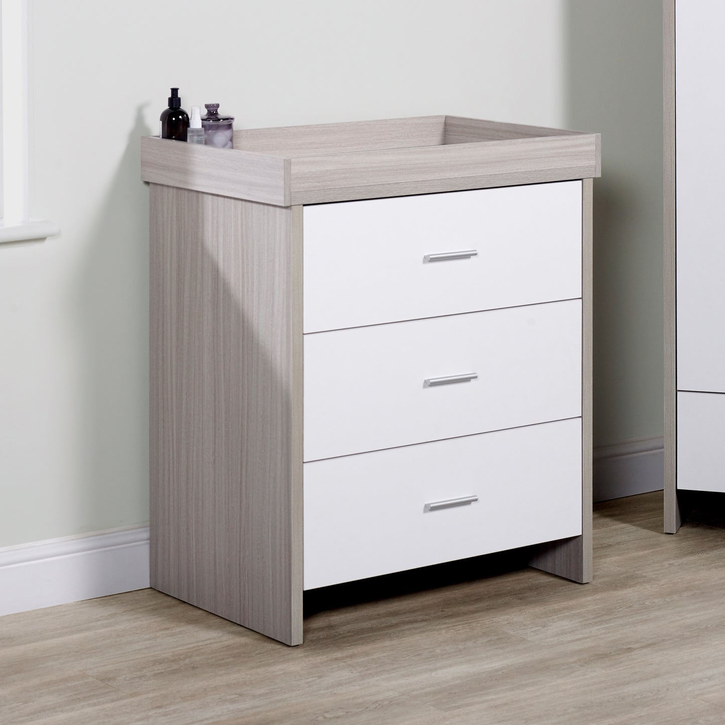 Ickle Bubba - Pembrey Changing Unit / Chest - Ash Grey & White