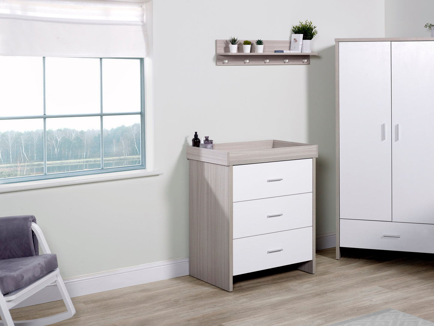 Ickle Bubba - Pembrey Changing Unit / Chest - Ash Grey & White