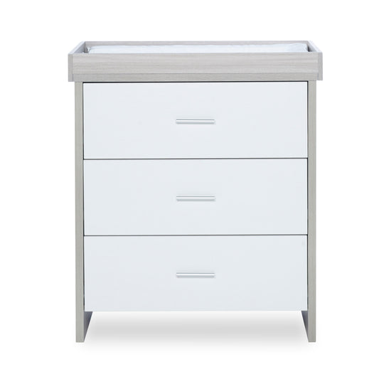 Ickle Bubba - Pembrey Changing Unit / Chest - Ash Grey & White