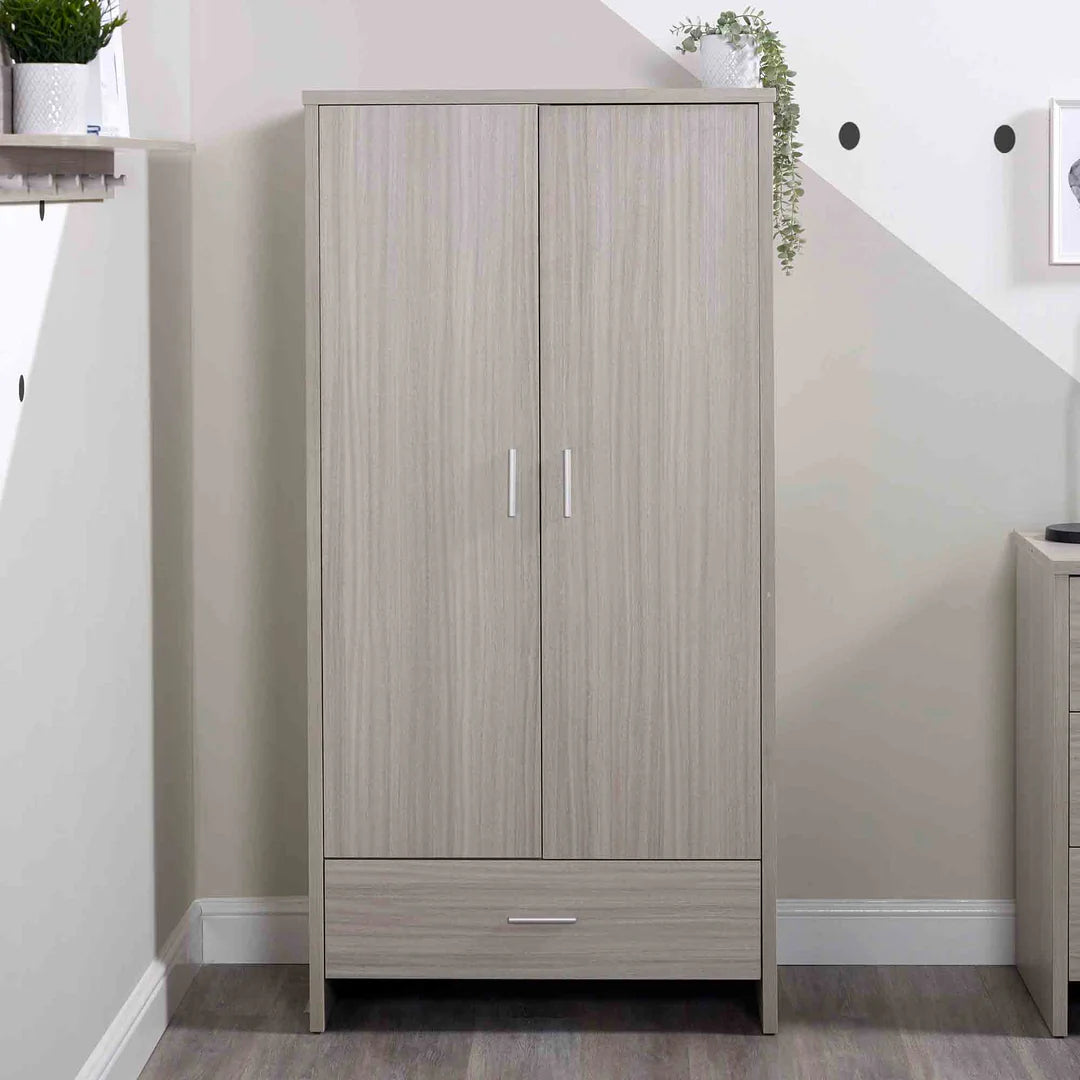 Ickle Bubba Pembrey Wardrobe – Ash Grey | Modern & Spacious Baby Nursery Storage