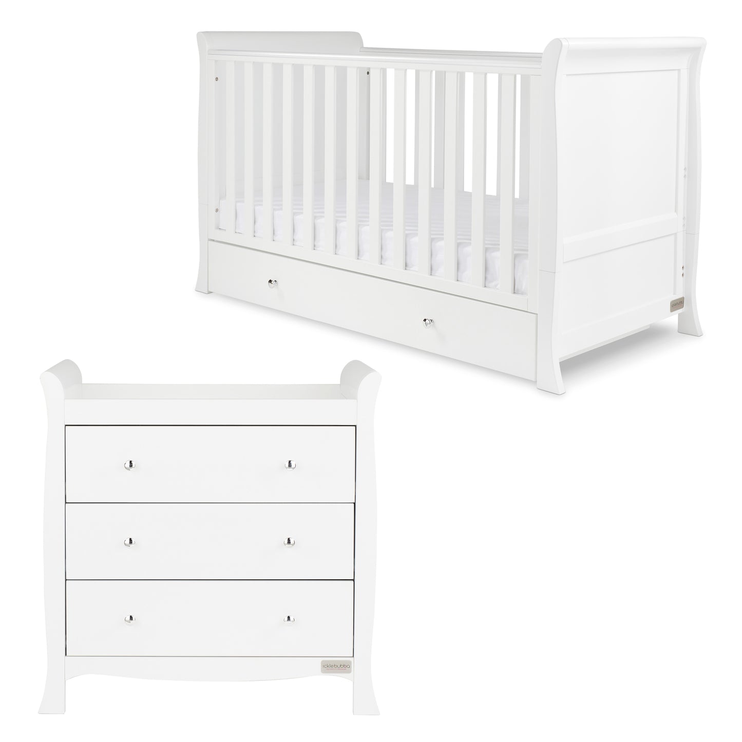 Ickle Bubba - Snowdon Classic 2 Piece Furniture Set and All Seasons Premium Pocket Sprung Mattress - White