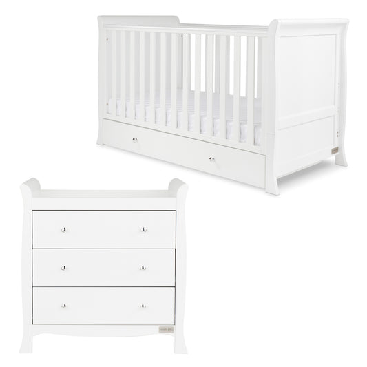 Ickle Bubba - Snowdon Classic 2 Piece Furniture Set and All Seasons Premium Pocket Sprung Mattress - White