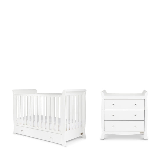 Ickle Bubba - Snowdon 4 in 1 Mini 2 Piece Furniture Set and Fibre Mattress - White