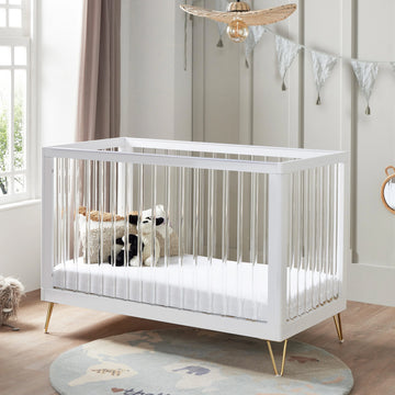 Babymore Kimi Acrylic Cot Bed – Modern Clear-Sided Nursery Cot