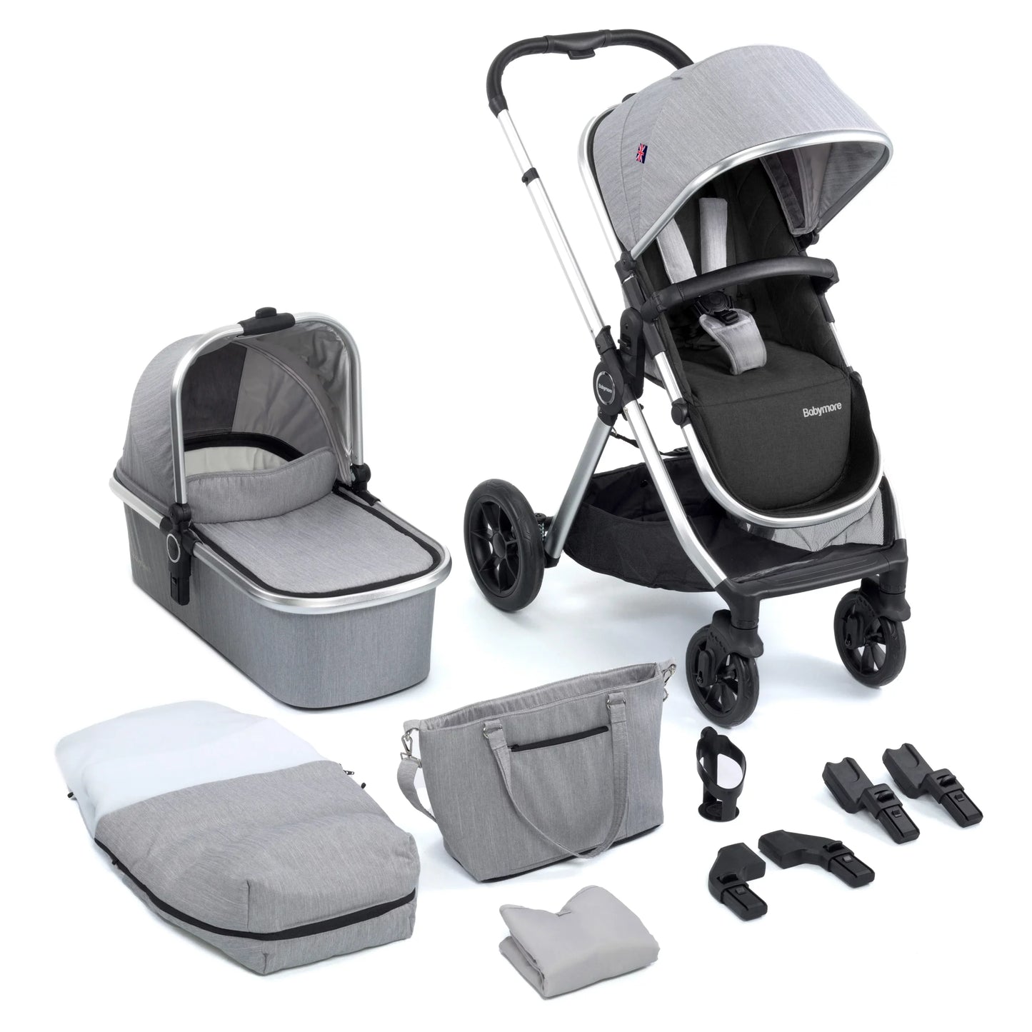 Babymore MeMore V2 Pram Pushchair - Silver Grey