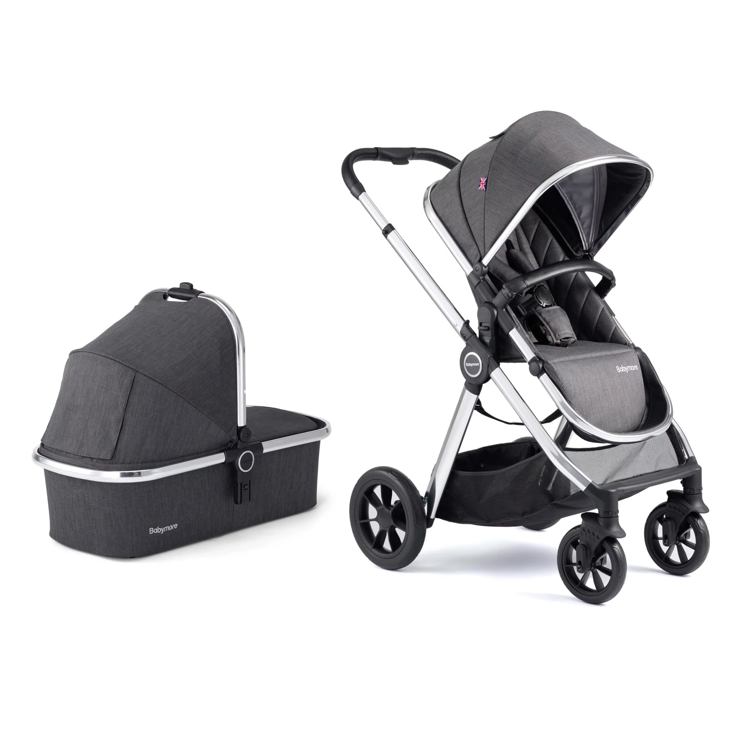 Babymore Memore V2 Travel System 13 Piece Coco with Base - Chrome