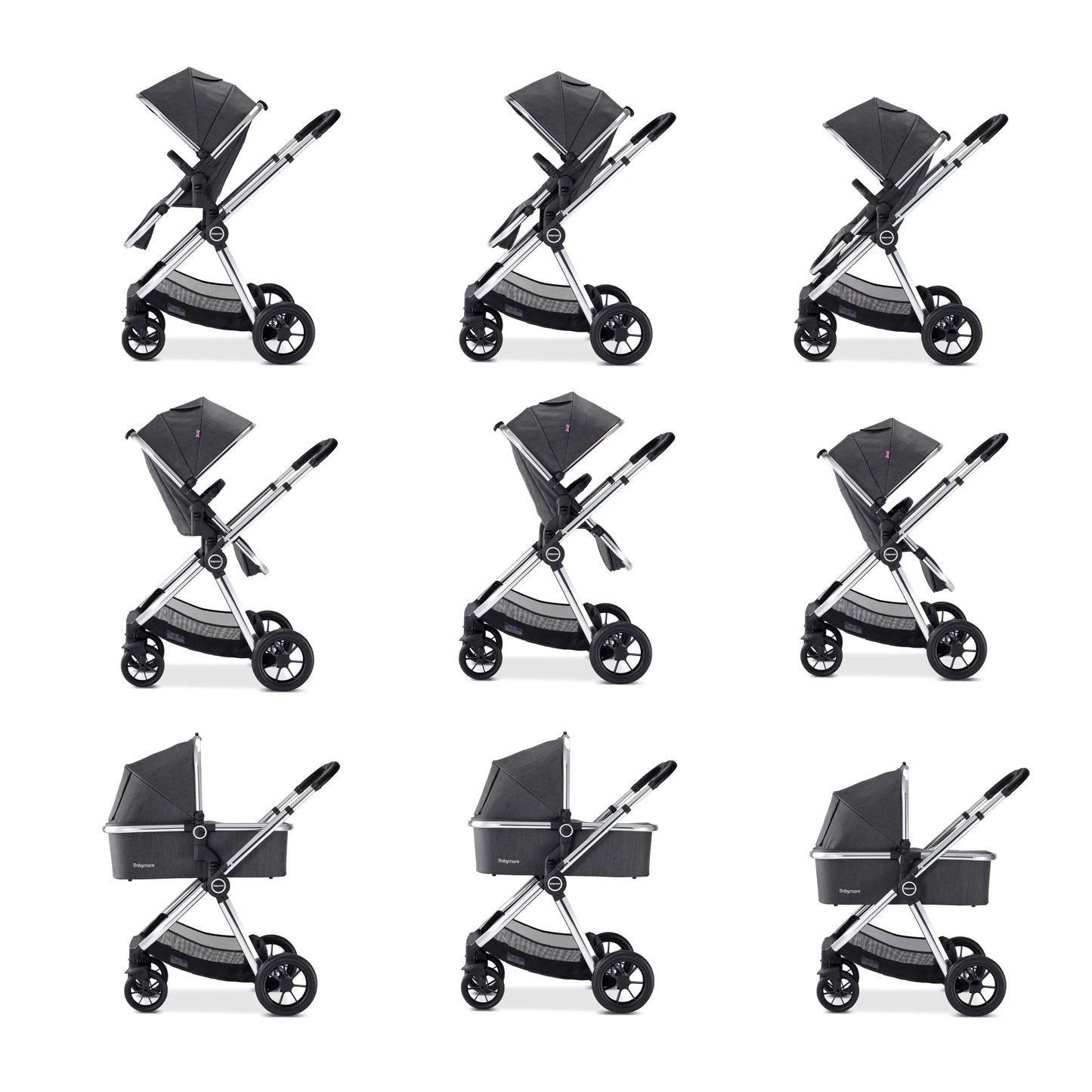 Babymore Memore V2 Travel System 13 Piece Coco with Base - Chrome