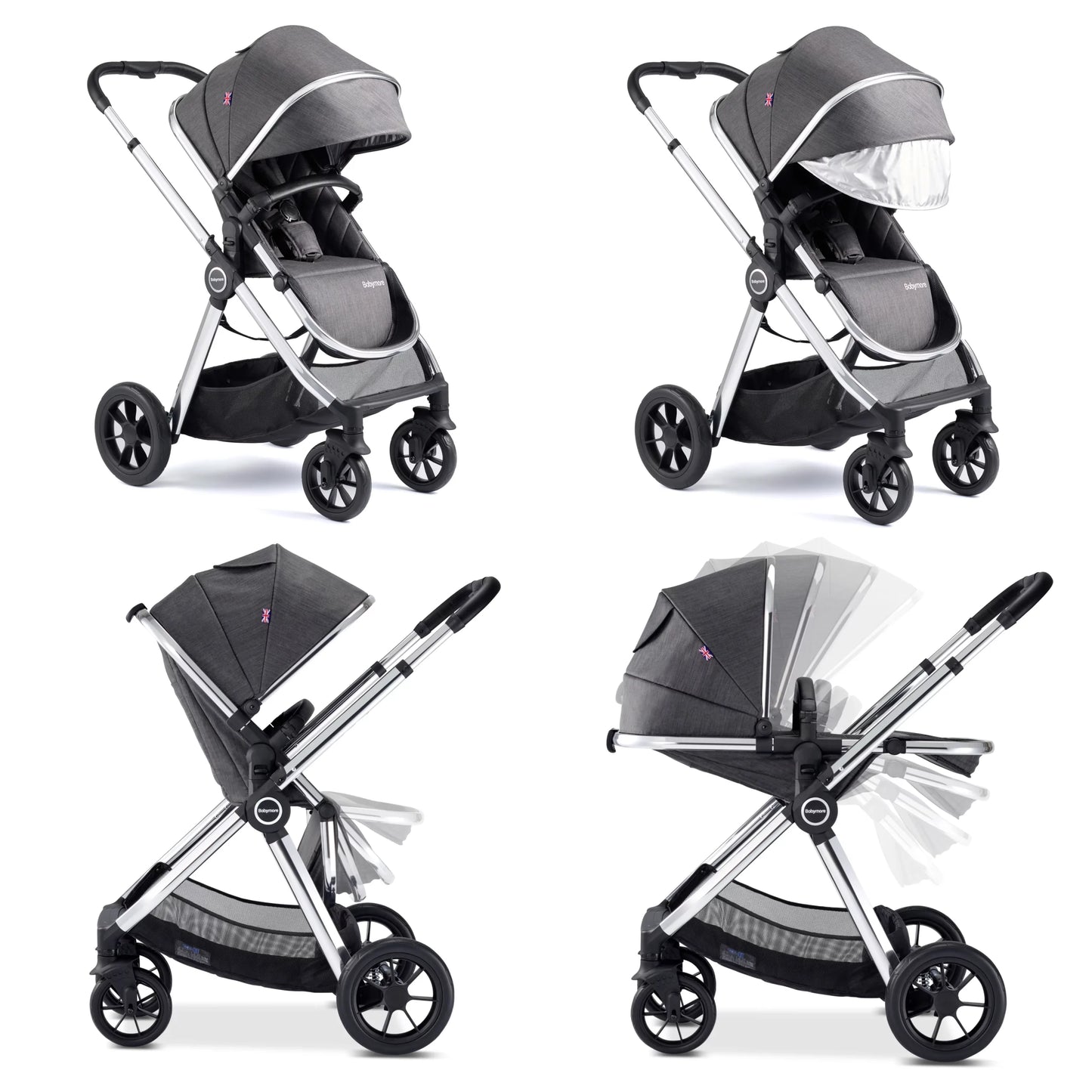 Babymore Memore V2 Travel System 13 Piece Coco with Base - Chrome