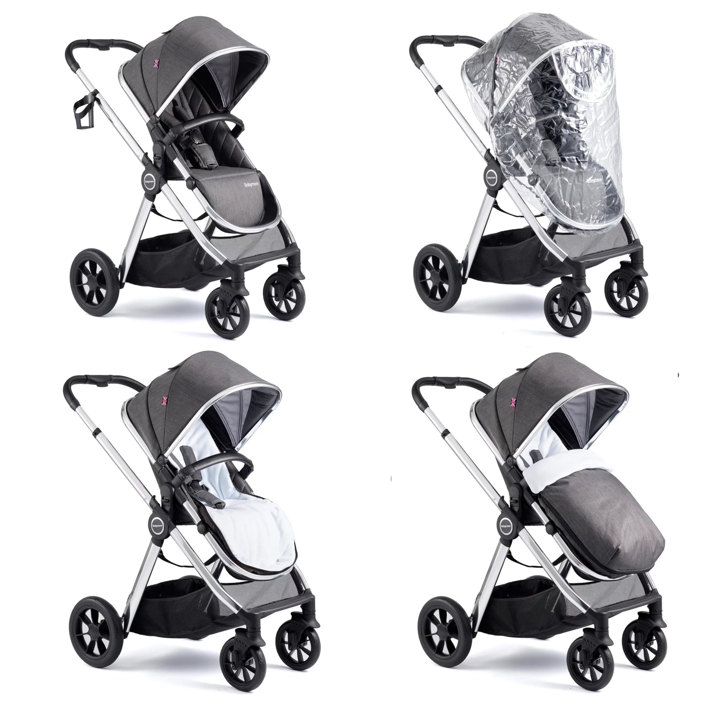 Babymore Memore V2 Travel System 13 Piece Coco with Base - Chrome