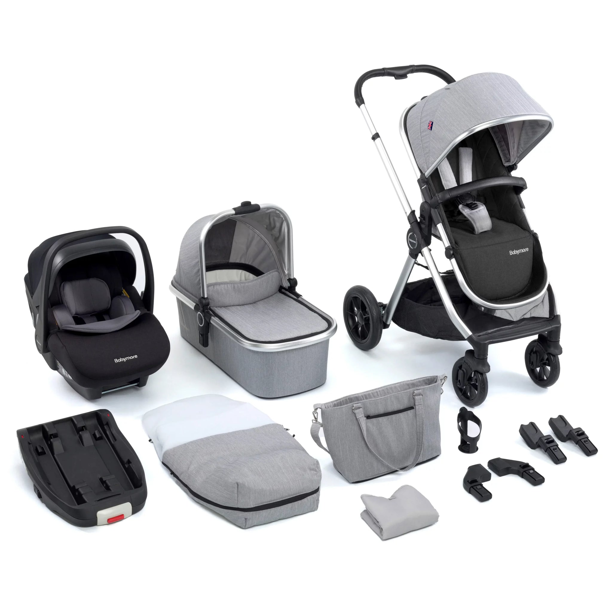 Babymore MeMore V2 13-Piece Travel System – Silver
