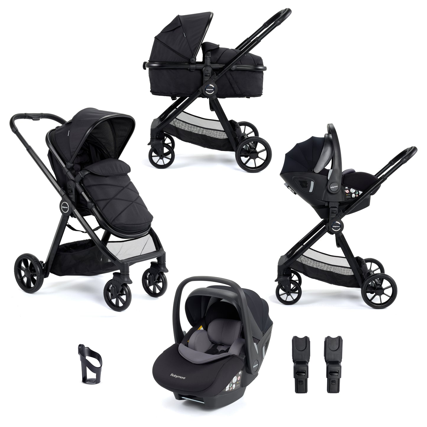 Babymore Mimi Travel System Pecan Car Seat - Black **