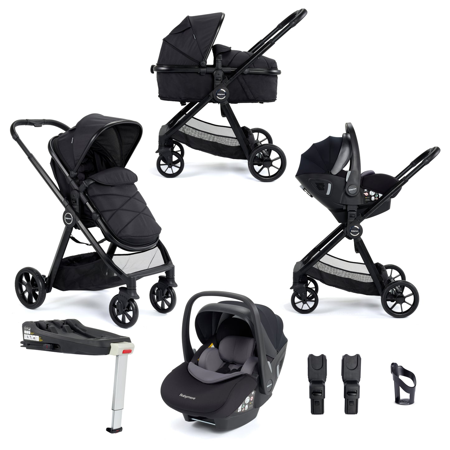 Babymore Mimi Travel System Pecan with Base - Black **