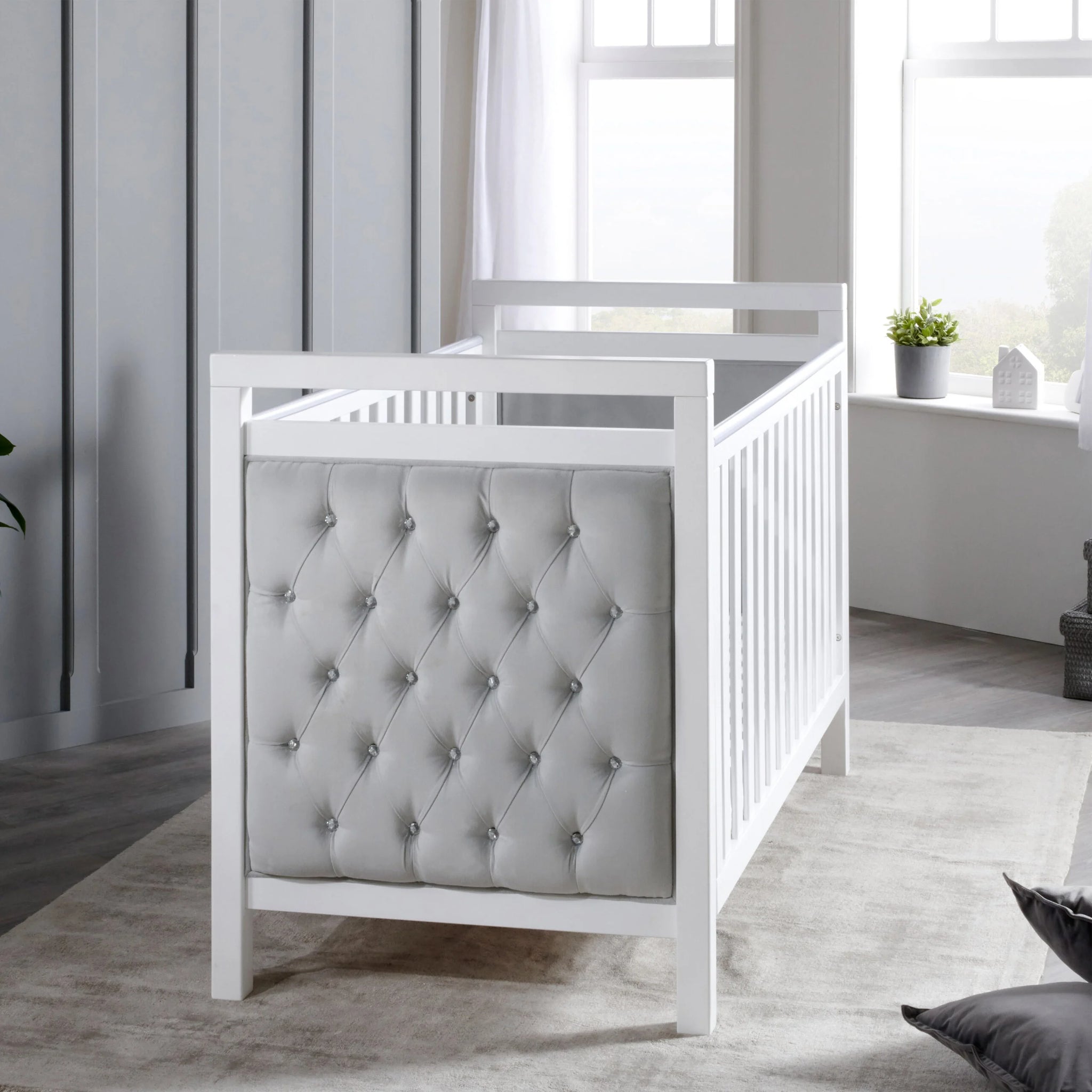Babymore Velvet Deluxe Cot Bed – White